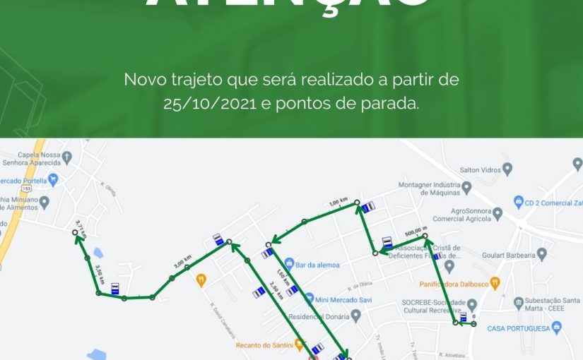 Linha de ônibus da Coleurb L25A| Donária – Santo Antônio terá alteração no itinerário